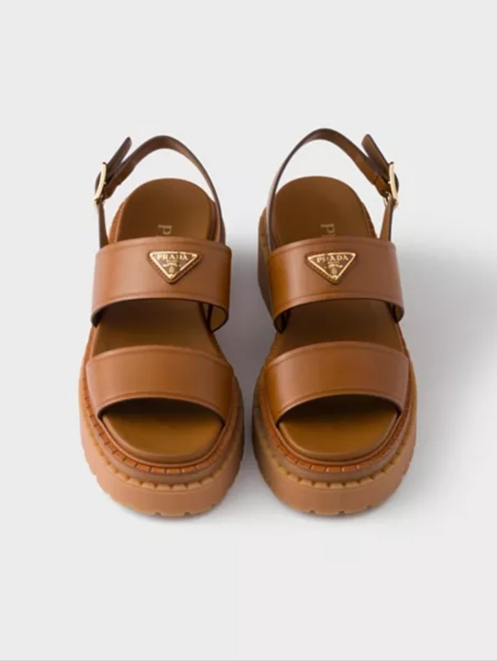 $1,270 Prada Leather Platform Sandals Brown EU 38.5 US 8.5 BNIB - Picture 3 of 12